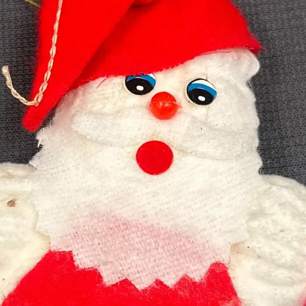 VTG 60s Flocked Felt Christmas Ornaments Retro Holiday Kitschy Whimsy Nostalgic